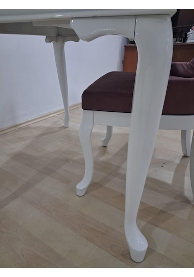 Çalışma Masa Sandalye 90659 Model Parlak Beyaz Lake Boyalı Masa Gökyüzü Sandalye Beyaz