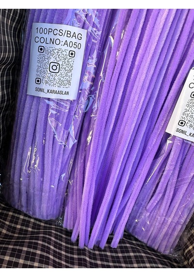 Şönil A050 Lila30 Cm Lila Tüylü Hobi Çubuğu Şönil- 100'lü Paket