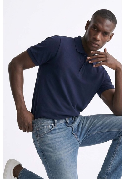Barrels And Oıl Erkek Polo Yaka Pike T-shirt - Lacivert Lacivert