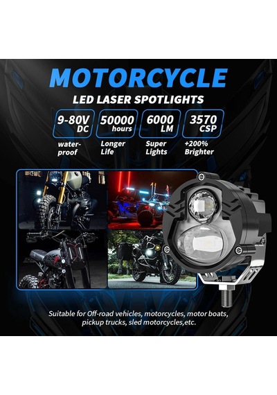 Heyce Led Motosiklet Far / Parlak Led Motosiklet Işıkları / 4 Aydınlatma Modlu Spot Sürüş Sis Lambaları, Enerji