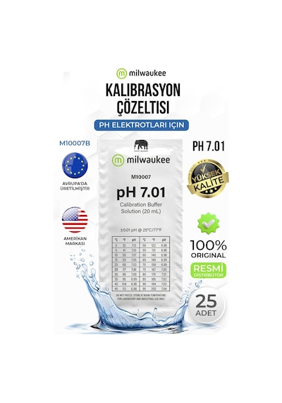 Milwaukee M10007b Ph 7.01 Kalibrasyon Çözeltisi 20 Ml Tek Kullanımlık Ph Tamponu 25 Adet