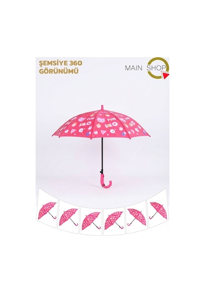 Mainshop Yağmurda Renk Değiştiren Sihirli Desenli Çocuk Şemsiyesi - Okul Şemsiyesi Çok Renkli