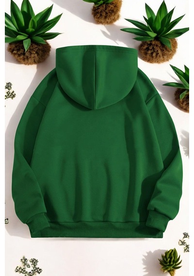 Uyguntarz Orkide Tuval Baskılı Unisex Oversize Sweatshirt Yeşil