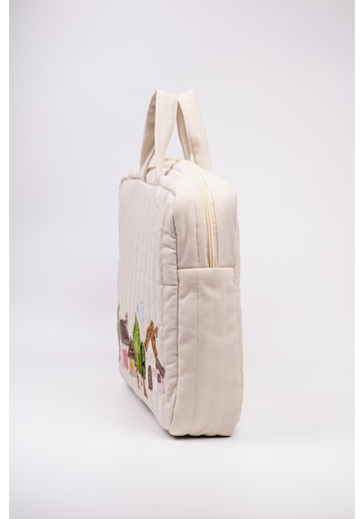 Laptop Çanta Patchwork Krem