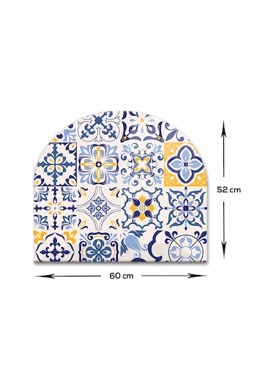 Decorita Cam Ocak Arkası Koruyucu | Oval Şekilli| Mavi Çini Desen