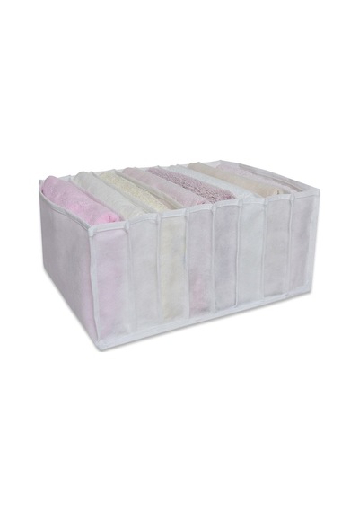8 Gözlü Dolap Çekmece Içi Akordiyon Katlanır Çamaşır Düzenleyici Organizer X-large Kumaş Beyaz Tr Diğer