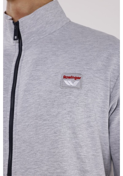 Rowinger Cepli Dik Yaka Tam Fermuarlı Göğüs Arma Detaylı Rahat Kalıp Mevsimlik Sweatshirt Grey