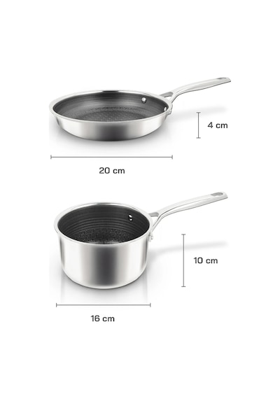 Uniqella Silver Pro Serisi 16cm Sosluk Ve 20cm Tava Seti Çelik