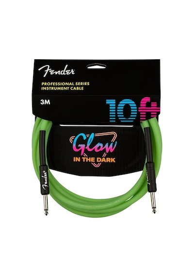 Fender 3 Metre Professional Glow İn The Dark Cable 3 Metre Yeşil Kablo