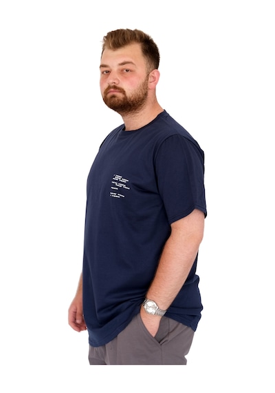 Mode Xl Büyük Beden Erkek T-shirt Bisiklet Yaka Space U25018 İndigo İndigo