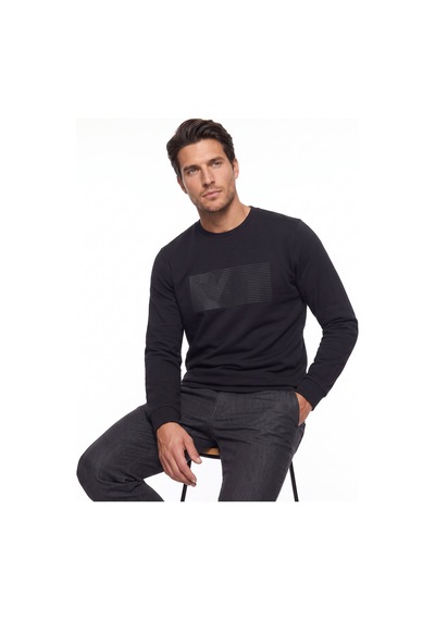 Fabrika Siyah Erkek Baskılı Sweatshirt F6wm-swt 2062