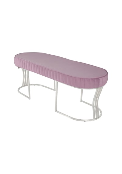 Viego Silver Striped- Pembe Kapitoneli Chester Model Puf & Bench & Koltuk & Uzun Makyaj Puff & Yatak Ucu &önü