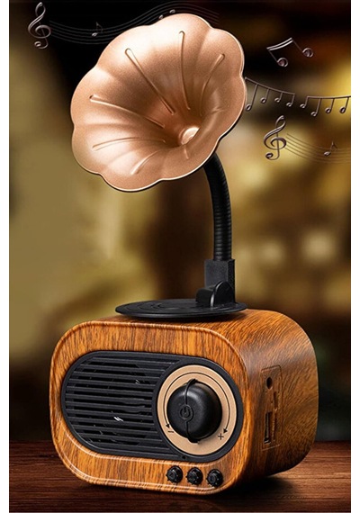 Nostaljik Mini Gramafon Şeklinde Bluetooth Hoparlör Radyo Usb Aux Bluetooth Yüksek Ses Kalitesi Kahverengi - 900480431
