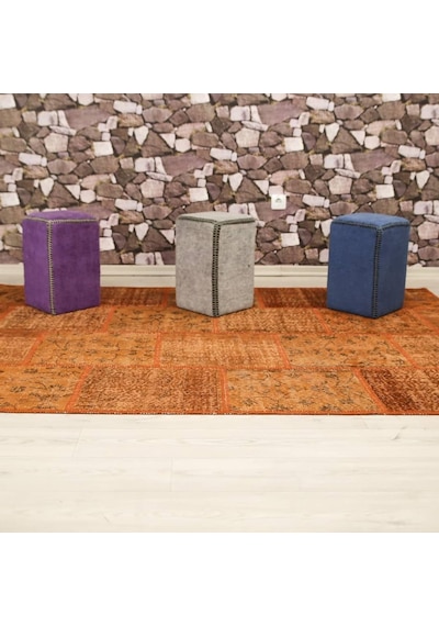 Patchwork El Dokuma Antik Anadolu Halı Orange Country Turuncu