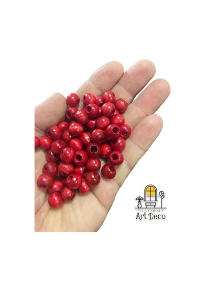 Kırmızı Ahşap Boncuk 10 Mm 200 Adet