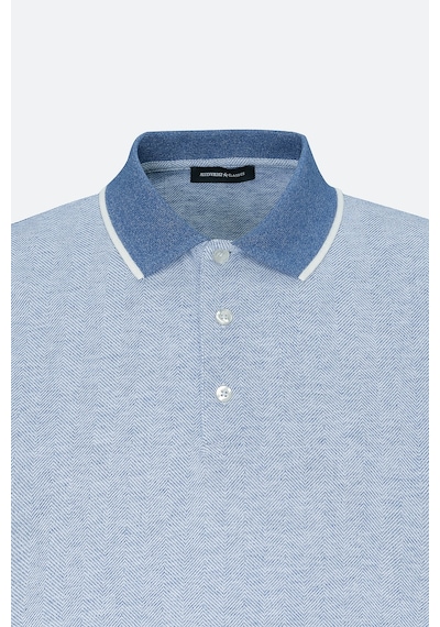 AC&Co / Altınyıldız Classics  Erkek Mavı Slim Fit Dar Kesim Pamuklu Jakarlı Polo Yaka Tişört Mavı