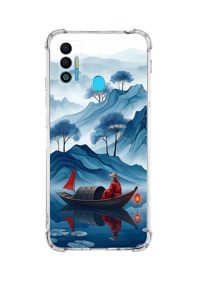 Printify Tecno Spark7t İle Uyumlu Simya Serisi Sonsuz Akış Tasarımlı Uv Baskılı Köşe Korumalı Antişok Kılıf Şeffaf