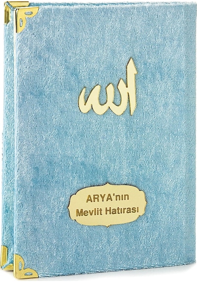20 Adet Kadife Kaplı Yasin Kitabı - Çanta Boy - İsme Özel Plakalı - Tesbihli - Keseli - Mavi Renk - Mevlüt Hediyeliği - 80 Sayfa