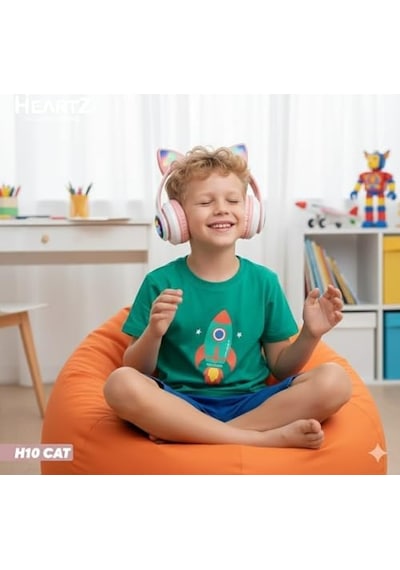 H10 Cat Kedili Led Işıklı Kafaüstü Bluetooth Kulaklık Toz Pembe 50 x 22