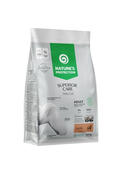Nature's Protection Superior Care Beyaz Tüylü Köpekler için Kuzulu Küçük Irk Köpek Maması 1500 G
