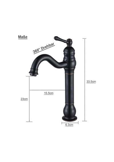 İsaoğlu Yapı Siyah Çanak Lavabo Bataryası Siyah Vintage Armatür Çanak Lavabo Uyumlu Batarya Siyah