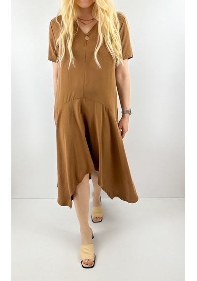 Modaonna Camel Asimetrik Kloş Elbise Camel