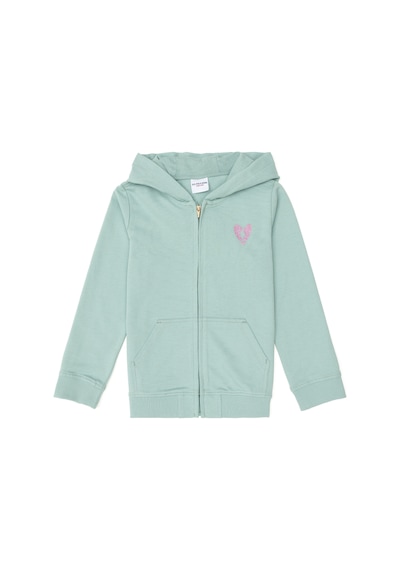 U.S. Polo Assn. Kız Çocuk Su Yeşili Fermuarlı Basic Sweatshirt 50296390-VR048
