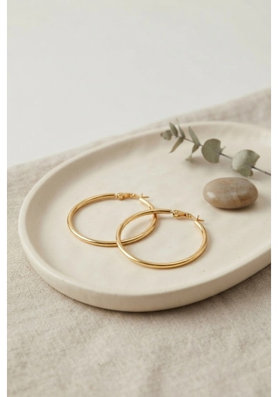 Mey İthalat 316l Çelik Gold Renk 36 Mm Halka Küpe Altın