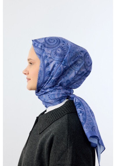 Mirsoy Scarf Mirayze Etnik Desen Şal Mavi