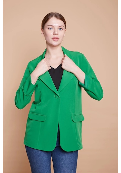 Yakalı Kolu Katlamalı Cep Kapaklı Salaş Boyfriend Oversize Hafif Likralı Kumaş Blazer Ceket -b.yeşil B.yeşili Yakalı Kolu Katlamalı Cep Kapaklı Salaş Boyfriend Oversize Hafif Likralı Kumaş Blazer Ceket -b.yeşil B.yeşili
