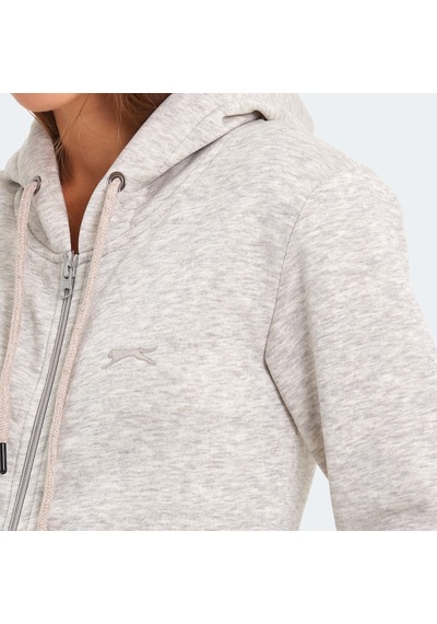 Slazenger KATYA Kadın Fermuarlı Kapüşonlu Cepli Gri Sweatshirt