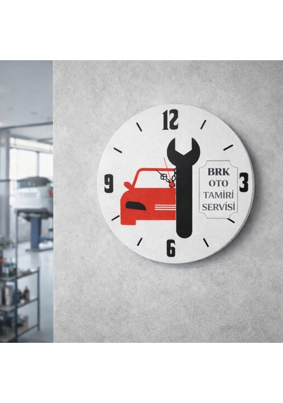 Oto Servis Ve Bakım İçin Tasarlanmış Duvar Saati 40 Cm No 4000 Beyaz