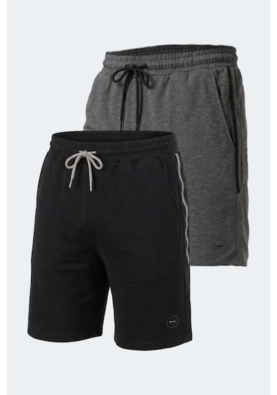 Slazenger Nolan I 2 Li Set Erkek Siyah - Koyu Gri Şort