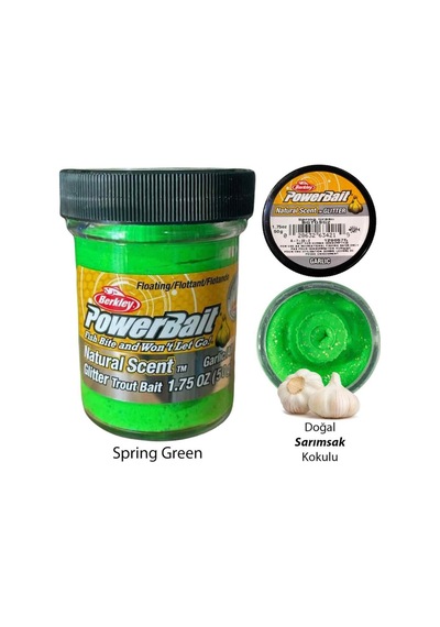 Berkley Powerbait Doğal Kokulu Glitter Simli Alabalık Hamuru - Spring Green