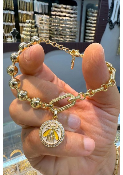 14 K Arı Vip Şans Bilekliği Altın
