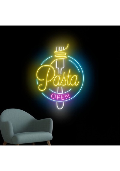 Pasta Open Yazılı Ve Şekilli Neon Tabela Çok Renkli