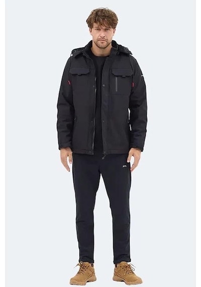 Slazenger Gleam Erkek Kapüşonlu Siyah Mont & Kaban