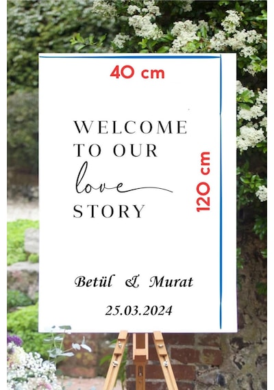 Karşılama Panosu İçin 40 Cm Genişliğinde Siyah Renk Yazı Ayna İçin Yazı Welcome To Our Love Story Yazısı