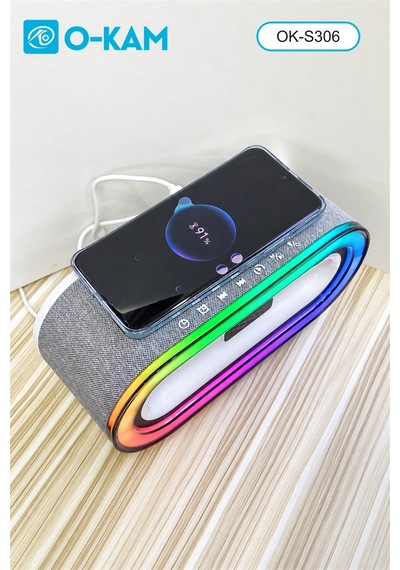 O-kam Ok-s306 Bluetooth Rgb Saatli Kablosuz Şarjlı Hoparlör