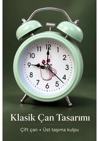 Mey İthalat Yatak Odası İçin Çift Çanlı Dekoratif Çalar Saat Diğer