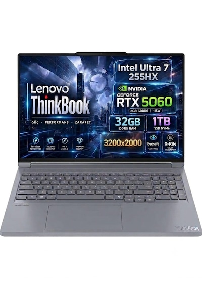 Lenovo Thinkbook 16p G6 Iax Intel Core Ultra 7-255hx Geforce Rtx 5060 8gb 115w 32gb Ddr5 1tb Ssd 16 Inç 3.2k 165hz Ips Freedos 21r0004btx