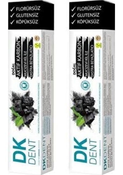 Dermokil DK Dent Aktif Karbon & Kil Beyazlatıcı Diş Macunu 2'li 100 ML