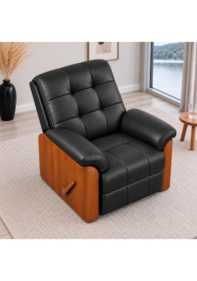 Smarto Relax Ceviz Ahşap Yan Panelli Gerçek Deri Manuel Mekanizmalı Yatar Ayak Uzatmalı Ergonomik Tv Koltuğu Baba Koltuğu Siyah Smarto Relax Ceviz Ahşap Yan Panelli Gerçek Deri Manuel Mekanizmalı Yatar Ayak Uzatmalı Ergonomik Tv Koltuğu Baba Koltuğu Siyah
