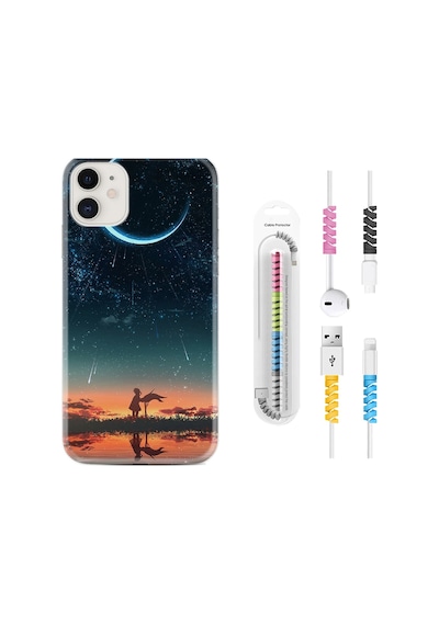 Apple Uyumlu iPhone 12 Kılıf Kablo Koruyuculu Ay Ve Kız 1720