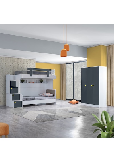 Ranza, Metris Ranza Karyola 3 Kapaklı Dolap 2 Adet Comfort Yatak 90 X 190 CM