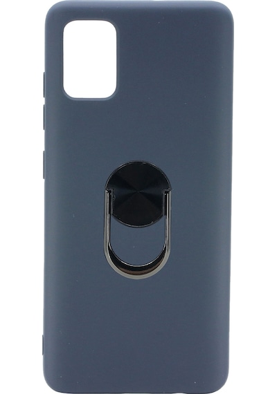 Nettech Samsung Galaxy A41 Uyumlu Leather Ring Nano Arka Koruma Kılıf - Lacivert Lacivert