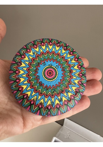 Çanta Boy / Cep Boy Büyüteçli Mandala Desenli Çift Taraflı El Aynası