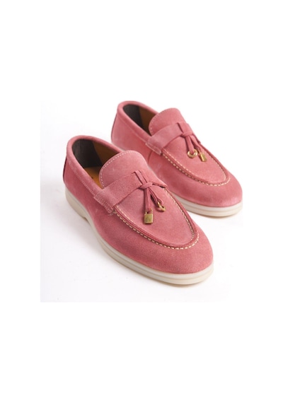 Mubiano Hakiki Deri Collection Kadın Süet Loafer & Babet Mercan -mckry1410-mrc Mercan