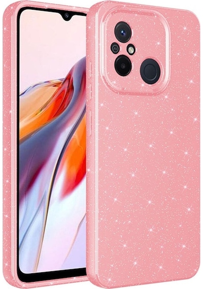 Xiaomi Redmi 12c Kılıf Kamera Korumalı Simli Lüks Zore Koton Kapak Pembe