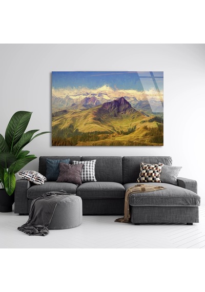 Karlı Dağ Zirvesi - Cam Tablo - Deg0945 90 X 60 Cm